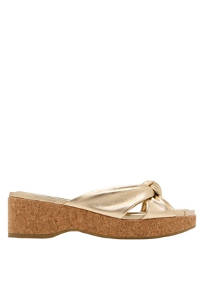 Jimmy Choo Metallic Nappa Avenue Wedge Mules