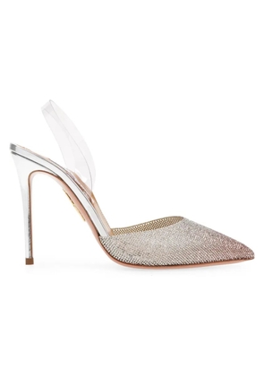 Aquazzura Ladies Silver So Nude Crystal Slingback Pumps
