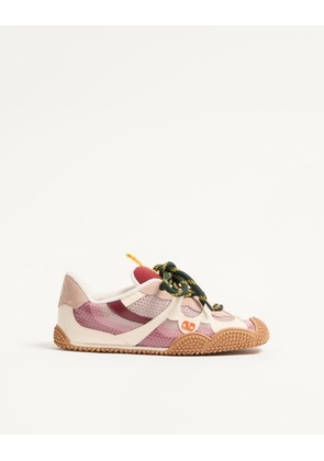 Valentino Garavani Amphibia Trainer in Rubberised Calfskin and Calfskin Woman PINK 35