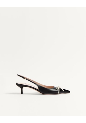 Valentino Garavani Bepointy Slingback Pump In Patent Leather And Kidskin 45Mm Woman BLACK/IVORY 35.5