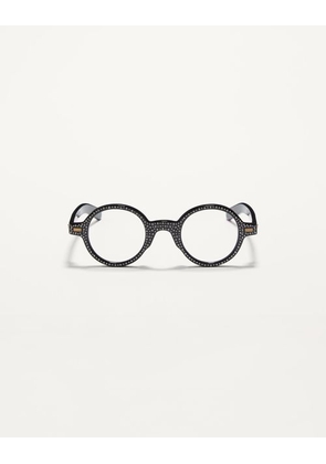Valentino Bizarre Circle Glasses with Crystals in Acetate unisex BLACK/CRYSTAL 43