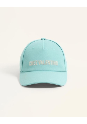 Valentino Garavani Chez Valentino Cotton Baseball Cap With Embroidery Man POOL/BUTTER 57