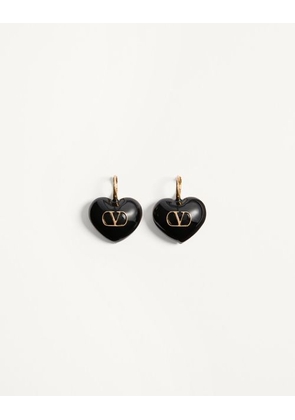 Valentino Garavani Coeur Royal Earrings In Metal And Enamel Woman GOLD/BLACK UNI