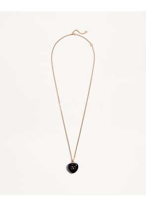 Valentino Garavani Coeur Royal Necklace In Metal And Enamel Woman GOLD/BLACK UNI