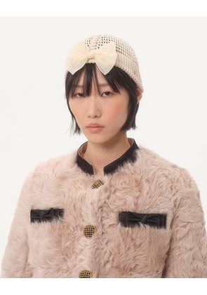 Valentino Garavani Cotton Beanie Hat With Organza Bow Woman BIRCH L/X