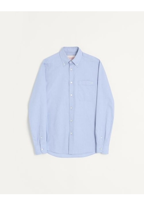 Valentino Cotton Oxford Shirt With Vlogo Embroidery Man AZURE 37