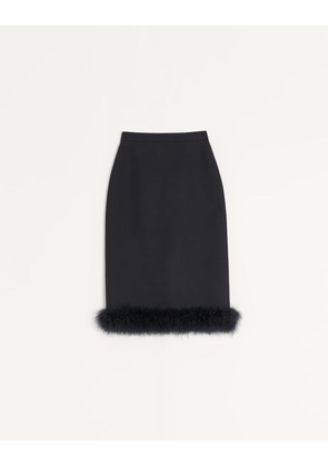 Valentino Crepe Couture Skirt with Feathers Woman BLACK 36
