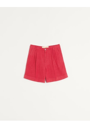 Valentino Cuffed Linen Bermuda Shorts Man CHERRY RED 46