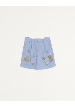 Valentino Denim Bermuda Shorts With Embroidery Man DENIM 44