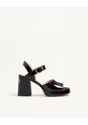 Valentino Garavani Fawcette Platform Sandal In Polished Calfskin 100Mm Woman BLACK 35.5
