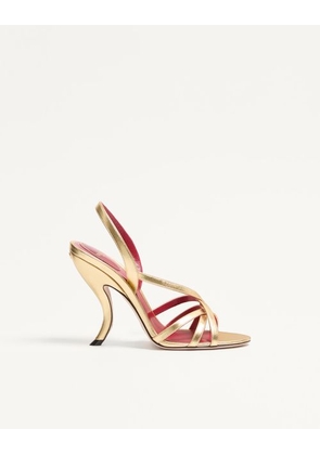 Valentino Garavani Fetishique Sandal In Laminated Nappa 105Mm Woman ANTIQUE BRASS 35.5