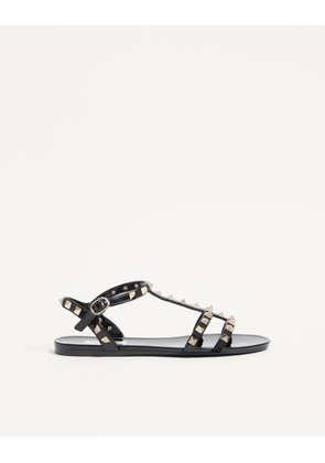 Valentino Garavani Rockstud Flat Rubber Sandals Woman BLACK 35