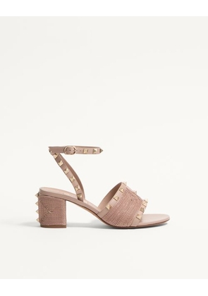 Valentino Garavani Rockstud Calfskin Sandal With Cornely Embroidery 60Mm Woman BEIGE ROSE 36