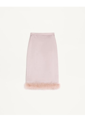 Valentino Satin skirt with feathers Woman MAUVE 36