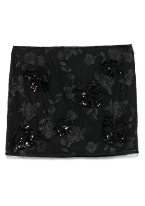 Rotate Mesh Flower Embroidered Mini Skirt