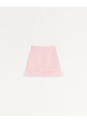 Valentino Short Crepe Couture Skirt with Feathers Woman ROSE 36