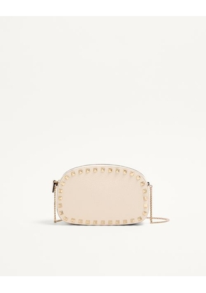 Valentino Garavani Mini Rockstud Shoulder Bag In Grainy Calfskin Woman LIGHT IVORY UNI