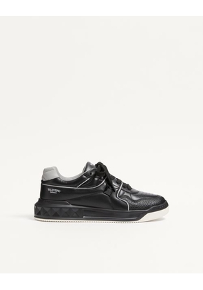 Valentino Garavani One Stud Low-Top Nappa Sneaker Man BLACK/GREY 38