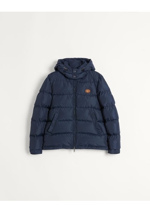 Valentino Nylon Hooded Down Jacket With Vlogo Patch Man BLUE 44