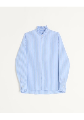Valentino Striped Cotton Shirt With Ruffles Man SKY BLUE 38