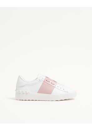 Valentino Garavani Open Sneaker In Calfskin Leather Woman WHITE/WATER ROSE 34