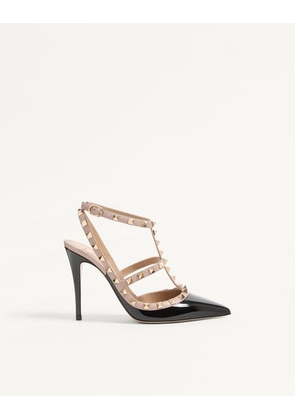 Valentino Garavani Patent Rockstud Caged Pump 100Mm Woman BLACK/POUDRE 34