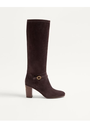 Valentino Garavani Pattie Crust Leather Boot 75Mm Woman BROWN 35.5