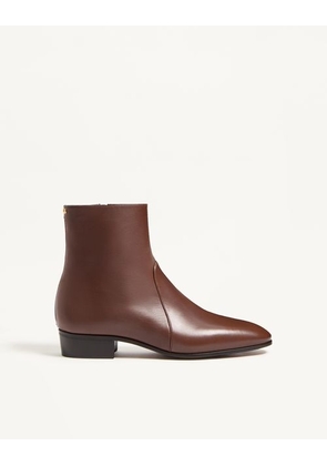 Valentino Garavani Pat Ankle Boot In Kidskin Man BARK BROWN 40