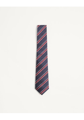 Valentino Garavani Valentie Jacquard Regimental Silk Tie Man NAVY/ RED UNI