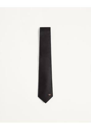 Valentino Garavani Valentie Silk Tie with Vlogo Signature Detail Man BLACK/GOLD UNI