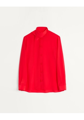 Valentino Valentino Crepe De Chine Silk Shirt With Scarf Collar Man RED 39