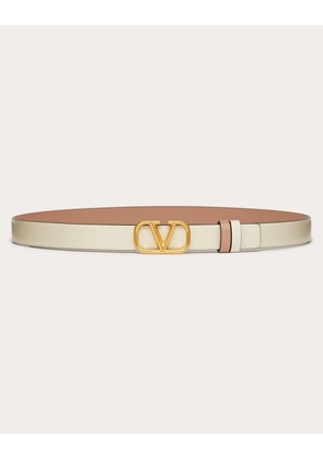 Valentino Garavani Reversible Vlogo Signature Belt In Glossy Calfskin 20 Mm Woman IVORY 065