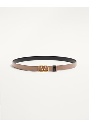 Valentino Garavani Reversible Vlogo Signature Belt In Glossy Calfskin 20 Mm Woman SMOKEY BROWN/BLACK 065