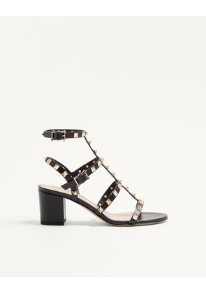 Valentino Garavani Rockstud Calfskin Ankle Strap Sandal 60 Mm Woman BLACK 34