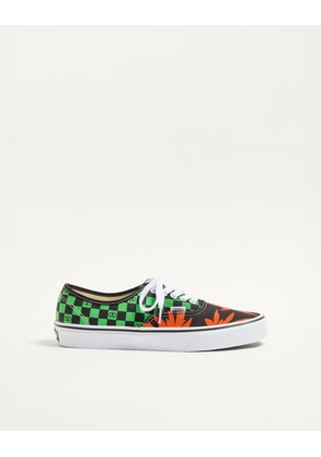 Valentino Garavani Valentino Garavani And Vans Low-Top Fabric Trainer With VLogo Checkerboard Print And Tropical Leaves Print Man BLACK/RED/GREEN 39
