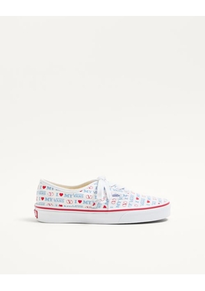 Valentino Garavani Valentino Garavani And Vans Low-Top Trainer In Valentino Vans Love Print Fabric Woman WHITE/ROUGE PUR/SKY BLUE 35