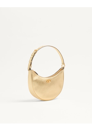 Valentino Garavani Vlogo Signature Mini Hobo Bag In Laminated Grainy Calfskin Woman ANTIQUE BRASS UNI