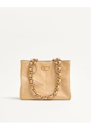 Valentino Garavani Valentino Garavani Laseine Small Shopping Bag In Chevron-Patterned Nappa Leather Woman GOLD BEIGE UNI