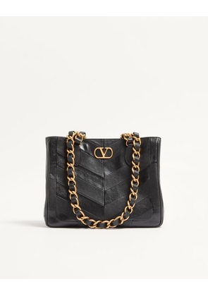 Valentino Garavani Valentino Garavani Laseine Small Shopping Bag In Chevron-Patterned Nappa Leather Woman BLACK UNI