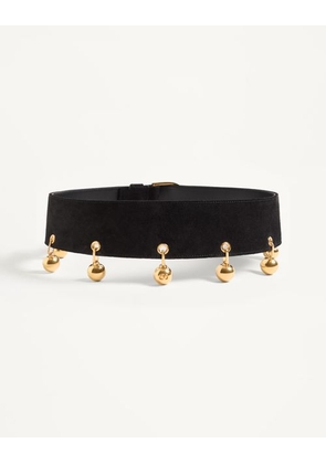 Valentino Garavani Vlogo Signature Suede Belt 65 Mm Woman BLACK 080