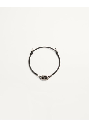 Valentino Garavani Valentino Garavani Ovalette Cotton Bracelet Man BLACK UNI