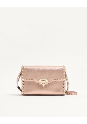 Valentino Garavani Valentino Garavani Rockstud Small Crossbody Bag In Laminated Grainy Calfskin Leather Woman ROSE CANNELLE UNI