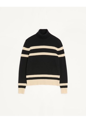 Valentino Valentino High-Neck Wool Jumper With Vlogo Embroidery Man BLACK/BUTTER L