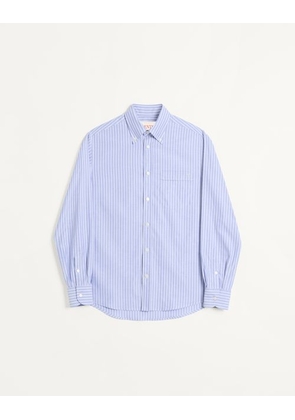 Valentino Vlogo Embroidered Cotton Shirt Man WHITE/LIGHT BLUE 37