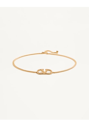 Valentino Garavani Vlogo Signature Chain Belt With Crystals Woman ANTIQUE BRASS L