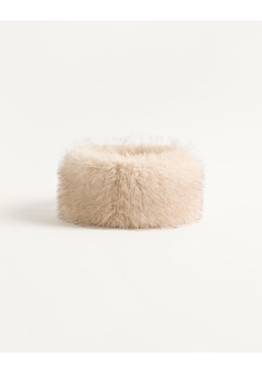 Valentino Garavani VLogo Signature Faux Fur Headband Woman BEIGE 55