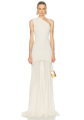 Atlein One Shoulder Draped Dress in Ivory - Ivory. Size 38 (also in ).
