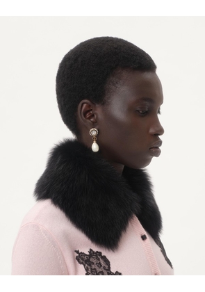 Valentino Garavani Vlogo Signature Earrings In Metal, Enamel, Pearls And Crystals Woman GOLD/BLACK/CRYSTAL/CREAM UNI