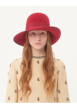 Valentino Garavani Vlogo Signature Hat In Lapin Fabric Woman CHERRY RED 55