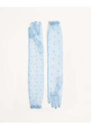 Valentino Garavani Vlogo Signature Long Gloves with metallic fibre Woman AZURE 6